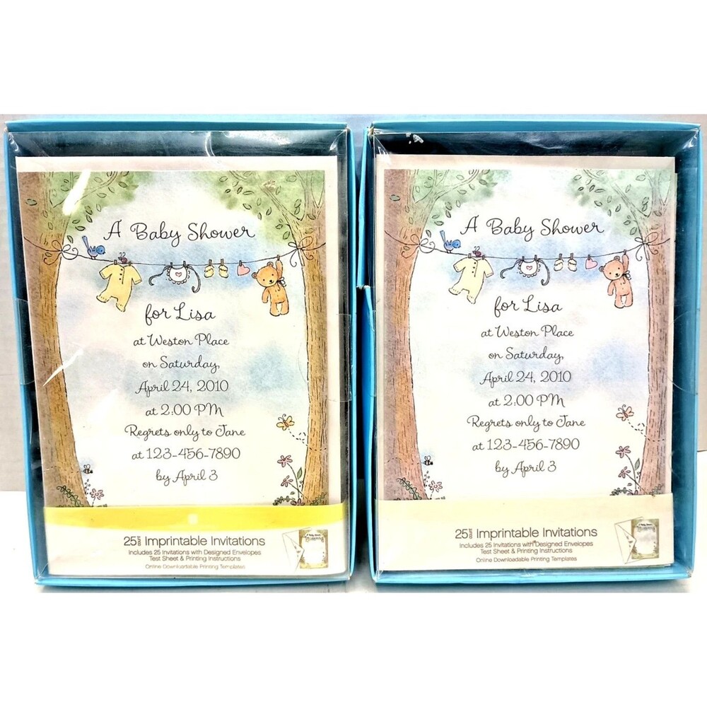 American Greetings 50 Imprintable Invitations w/ Envelopes – Blank Inside – NIP